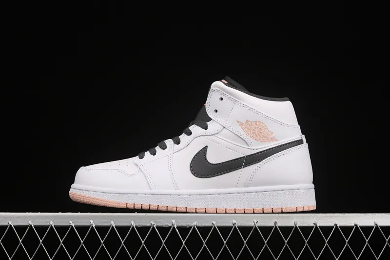 All categories Air Jordan Jordan series basketball shoes Air Jordan 1 Mid Air Jordan 1 Mid AJ1 Joe 1 white and black cherry blossom powder Zhongbang basketball shoes 554725-180